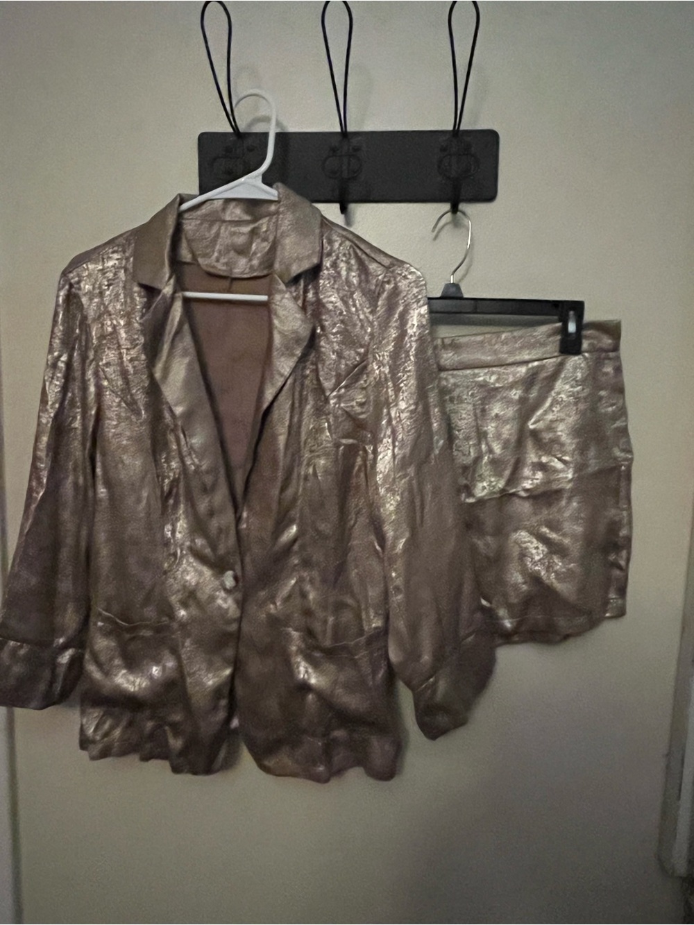 SHEIN Metallic Gold Blazer and Shorts Set